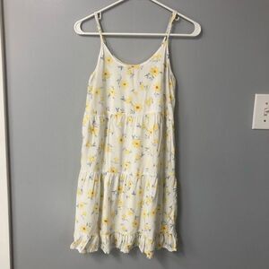 kohls floral sundress short tiered adjustable straps white and yellow size xs